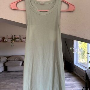 Mint Green Sleeveless Ribbed Dress